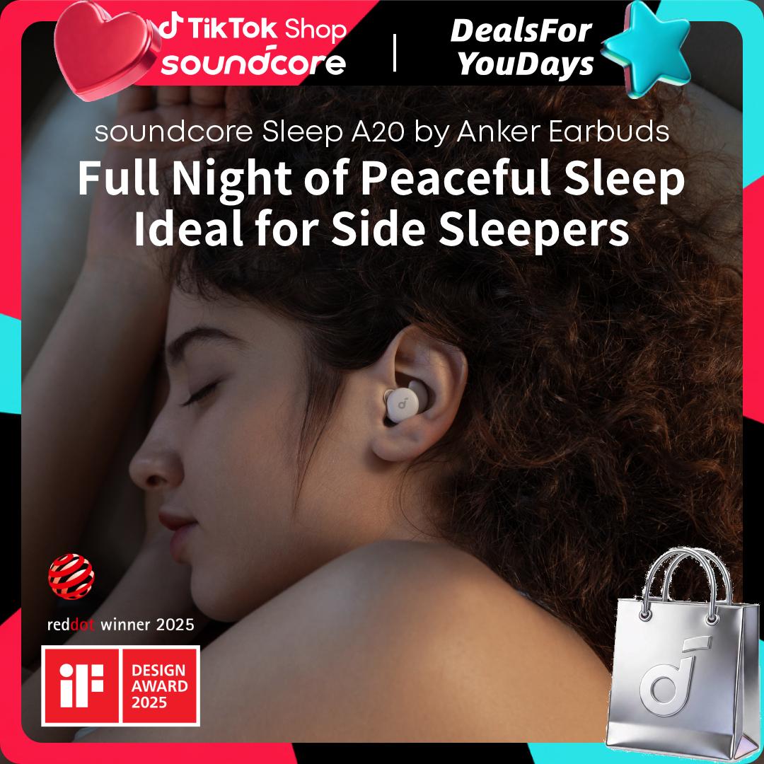 soundcore Sleep A20 by Anker Sleep Earbuds, 30dB High-Frequency Noise Reduction, Small Earplugs for Side Sleepers, 80H Playtime, Stream Content via Bluetooth 5.3, Sleep Monitor, Personal Alarm #DealsForYouDays, #SummerWins
