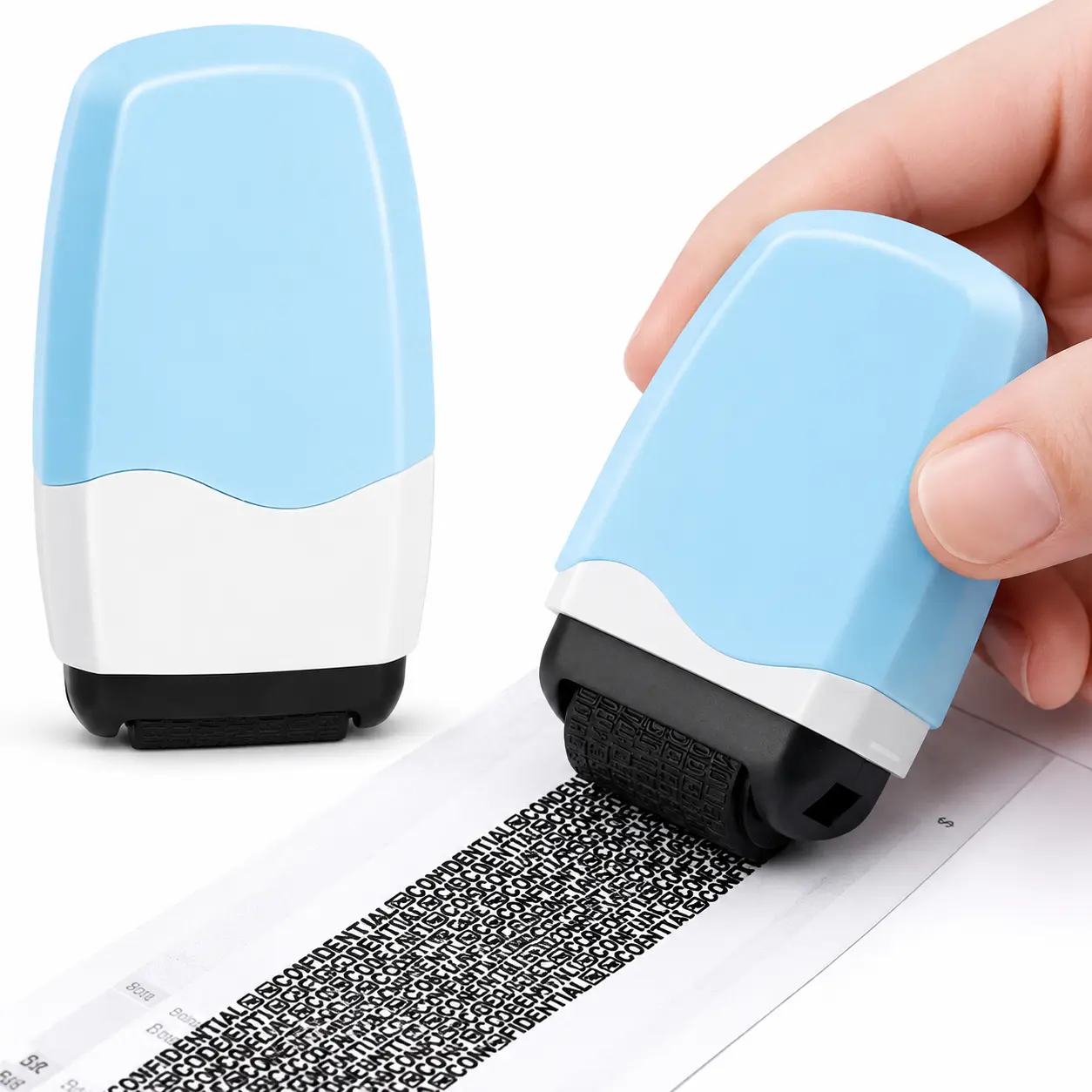 Identity Theft Protection Roller Stamp with Refill Ink, Office Accessories Privacy Data Blocker for ID & Personal Information, Confidential Security Stamp for Mail & Documents