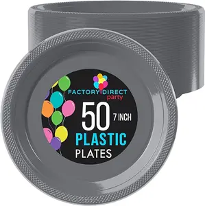 7 In. Silver Plastic Plates | 50 Count 7 In. Silver Plastic Plates | 50 Count