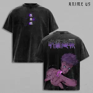 Gojo Satoru Six Eyes Vintage Washed Tee | Honored One Quote Anime Shirt | Domain Expansion Inspired Graphic Oversized Streetwear | Jujutsu Kaisen T-Shirt for Anime Fans