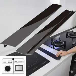 Self-Adhesive Heat-Resistant Kitchen Oil Splash Guard Seal Strip, Cut-to-Fit for Stove Top Oven Gap Cover, Waterproof Anti-Spatter Dustproof No-Drill Installation, Wide Long Seal for Countertop Gap Filling.