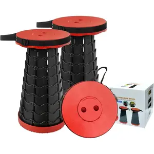 2PCS Upgraded Collapsible Stool Thickened Set, Portable Stool Folding Stool, Foldable Chair for Camping Fishing Hiking BBQ and Outdoor Activities - Max 400lbs（Red）