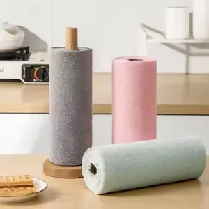 Microfiber Reusable Cleaning Wipe Household Kitchen Cloth Microfiber Towel Rolls Dish Rags Wash Paper Towel Replacement 1 Roll of 20 Sheets Household Home