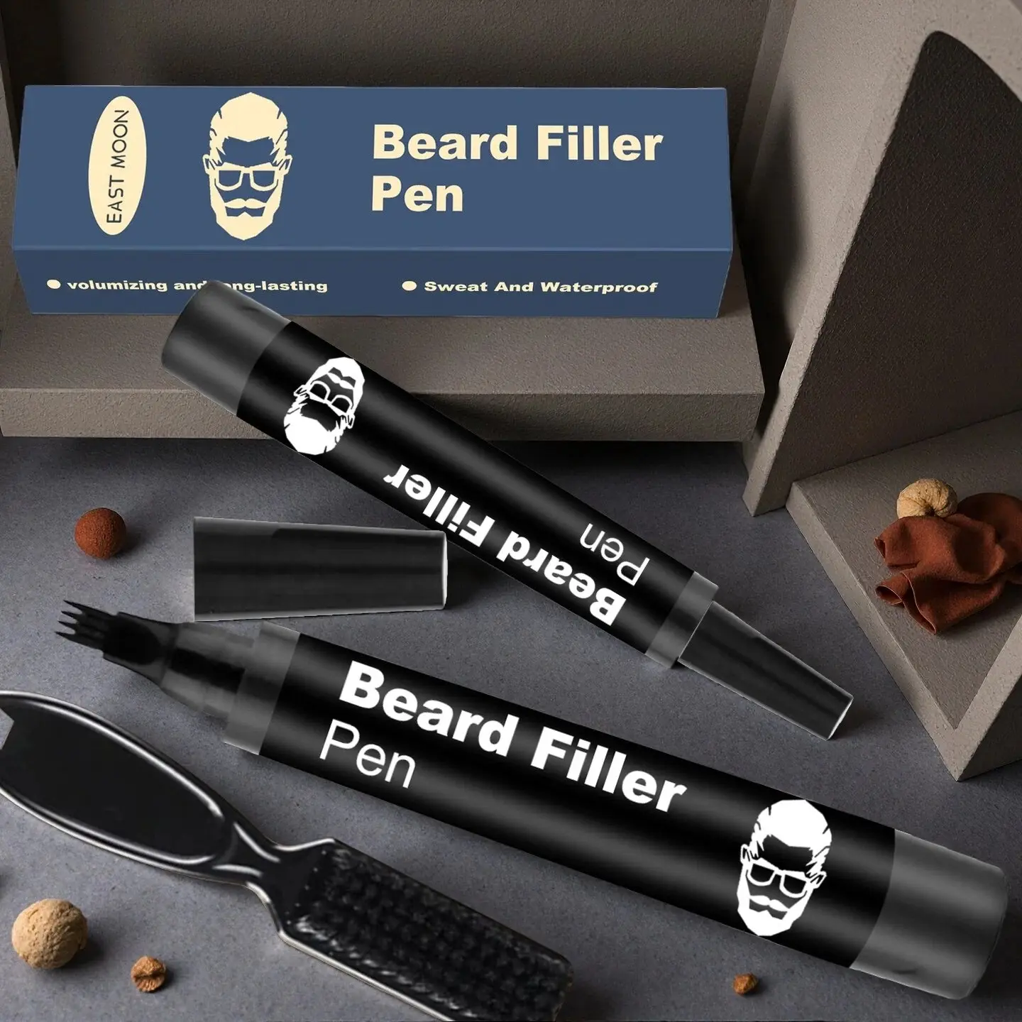 Dense Beard Filling Pen Set, & Deep Options, Easy-To-Use Detachable Design, Perfect for Full Hairline Enhancement, Beard Filler Pen