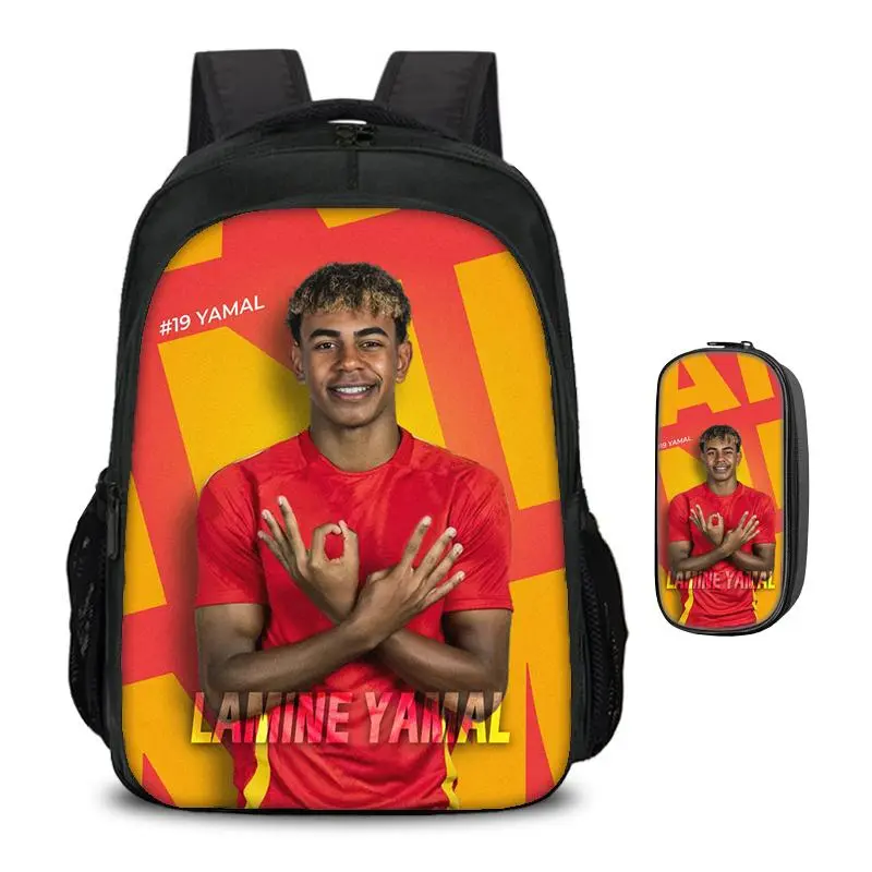 Double layered Backpack Football Star 2Pcs Set Backpack, Pencil Bags School Bags  Kids School Mochila Rucksack