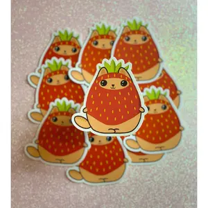 Strawberry PJ Cat Sticker