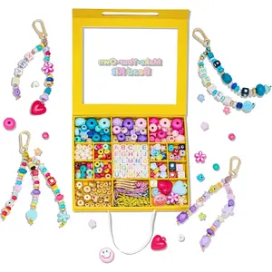 DIY Bead  Making Kit for  Beaded Bag Charm Kit Alphabet Beads Muti-Colorful Heart Pony Bead for Key Chain Making Kit Bag Charm Making Kit Gifts for Boy Girls