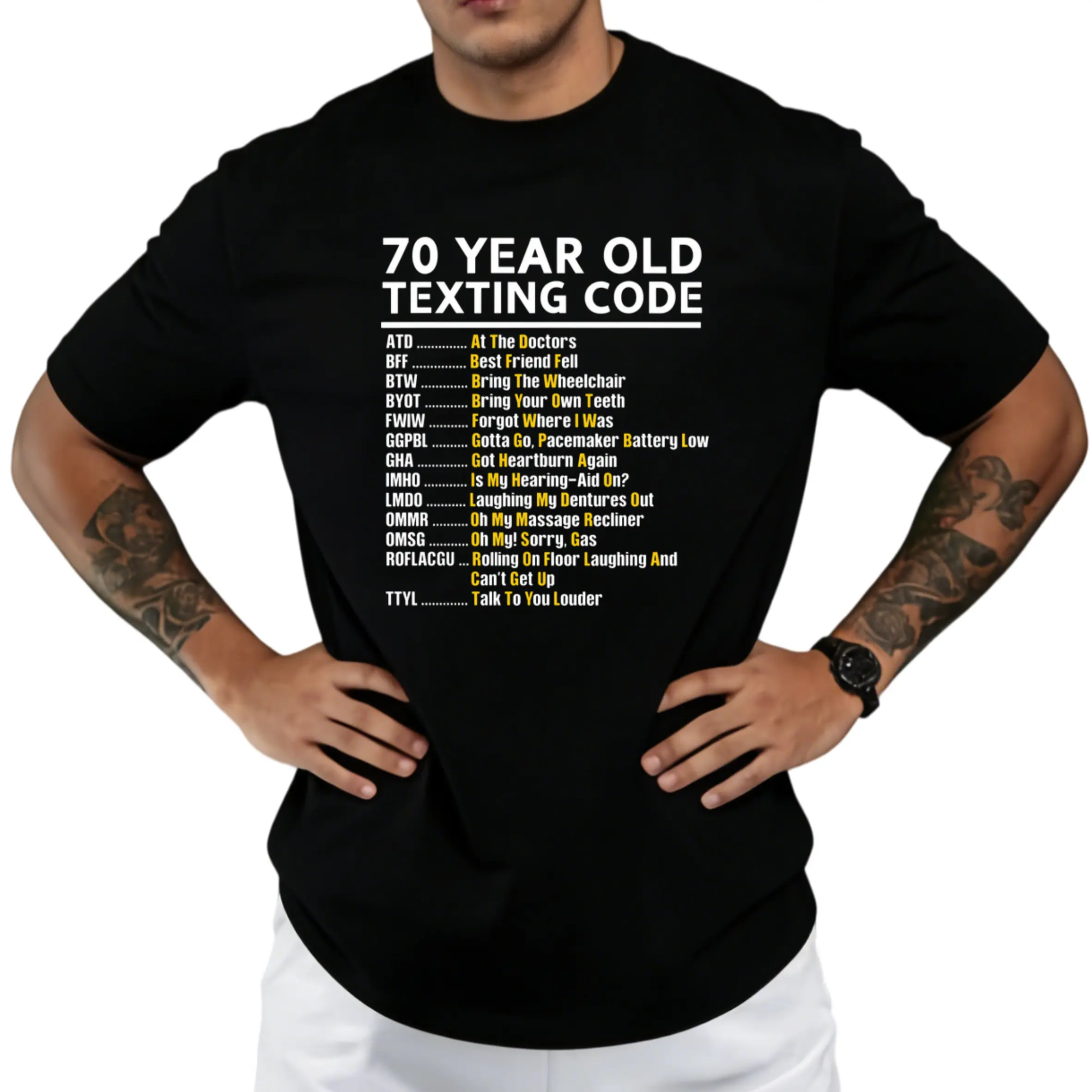 70 Year Old Senior Texting Code T-Shirt