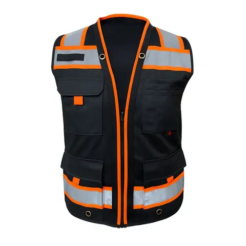 AMERICAN SIZE Superintendent Vest, High Visibility Reflective Safety, Mesh Safety Vest with Zipper and Multi pockets