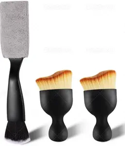 3 count Automotive Interior Detail Kit - 2 Curved Soft Bristle Brushes & 1 Double  2-in-1 Duster | Scratch-Free Dusting for Dashboard, Vents, Hard-to-Reach Areas | Fits   | Durable