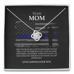 Mom Necklace, Police Mom Necklace Gift, Thin Blue Line For Mom, Mom Of Police Officer Present, Mothers Day Custom Necklace, Beautiful Necklace Gifts for Mom - Perfect Mother's Day Jewelry, Thoughtful & Meaningful Gift for Mother