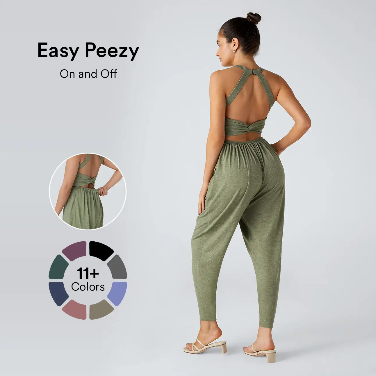 Halara Backless Twisted U Neck Side Pocket Harem Casual Jumpsuit-Easy Peezy Edition#NovaTopFinds#TikTokShopBacktoSchool