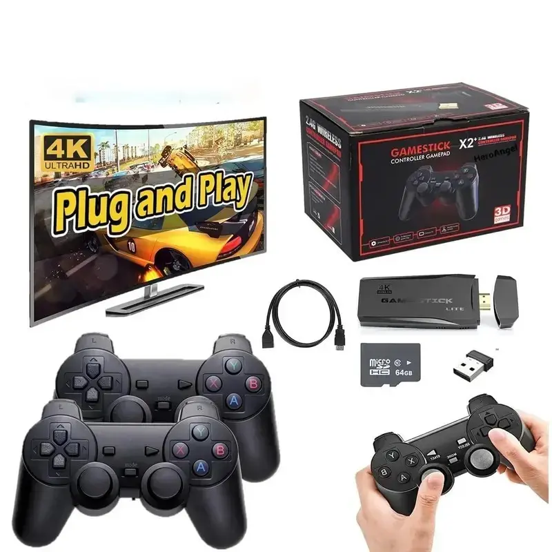 20,000+ Retro Game Console, Plug-And-Play Video Game Stick, 26 Emulators, 4K HDMI Output, High-End Dual Controllers, New Year Gift