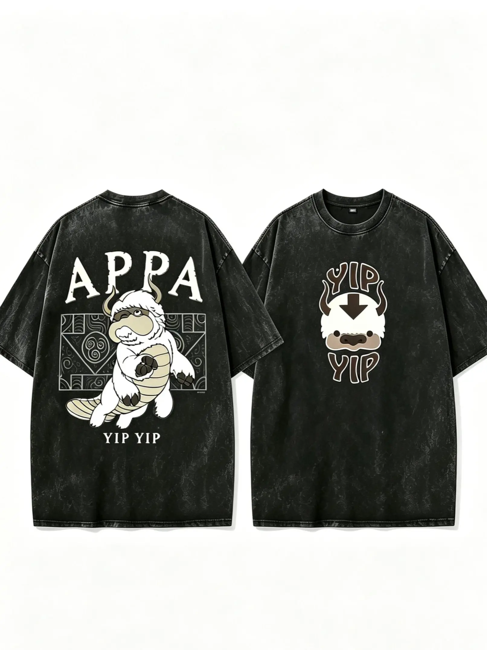 [HM]Men's Avatar: The Last Airbender Appa Yip-Yip T-Shirt - Iconic Design Black Crew Neck Short-Sleeve Tee Perfect for Fans of the Series,last airbender shirt,avatar fire,acid gymwear merch,anime fan bleach merchandise,unisex retro anime lover,manga movie