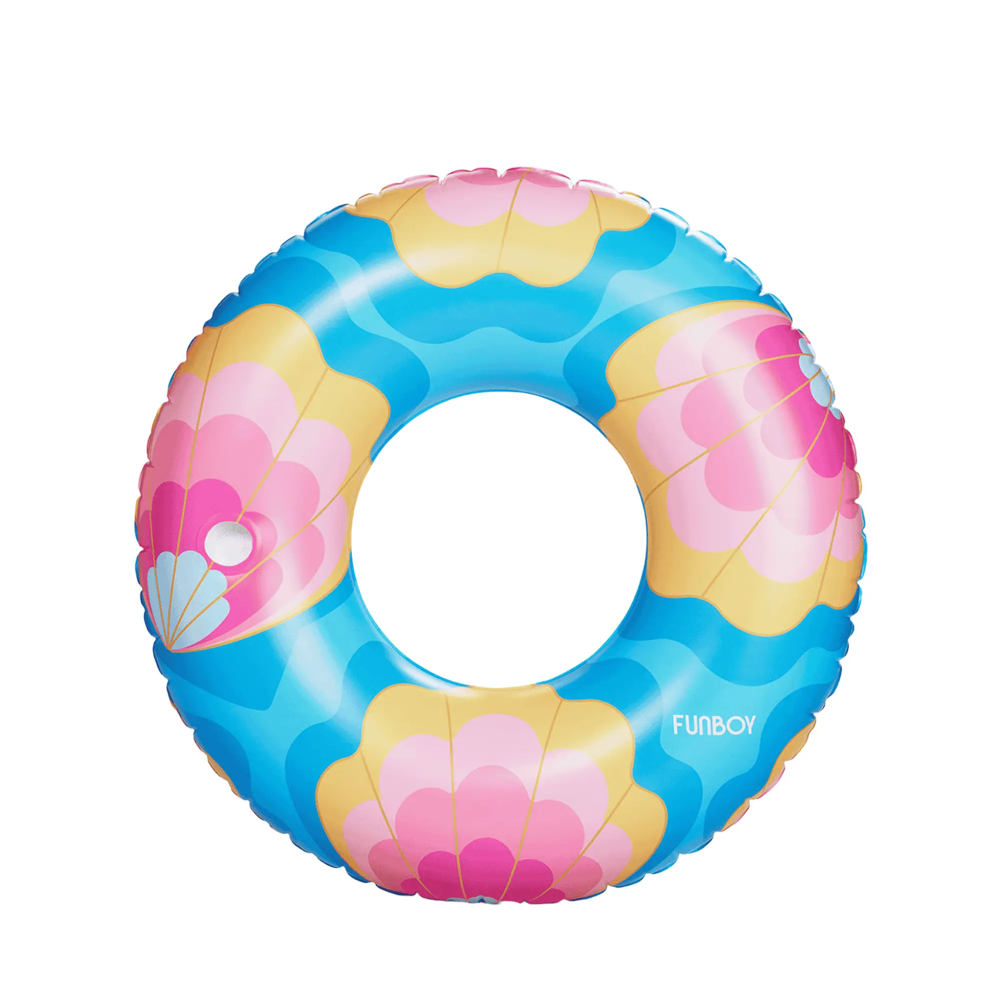 50-Inch Oversized Pink Mermaid Shell Tube Inflatable Pool Floater - Reinforced Cup Holder, Swimming Accessories, Large Size for Adults