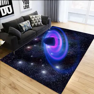 Chic and practical flannel carpet, black hole and starry sky, suitable for living room/bedroom/hallway/office/gaming room, warm home, universal ins style, bathroom carpet, indoor door mat, machine washable, decorative carpet