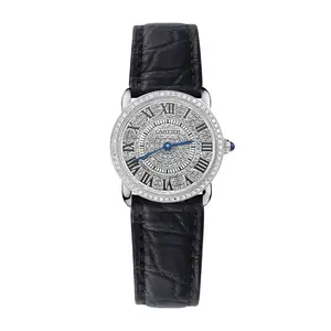 Cartier Ronde Solo de Cartier 29mm Stainless Steel Quartz Aftermarket Full Diamond Pave W6700155 WHT029121