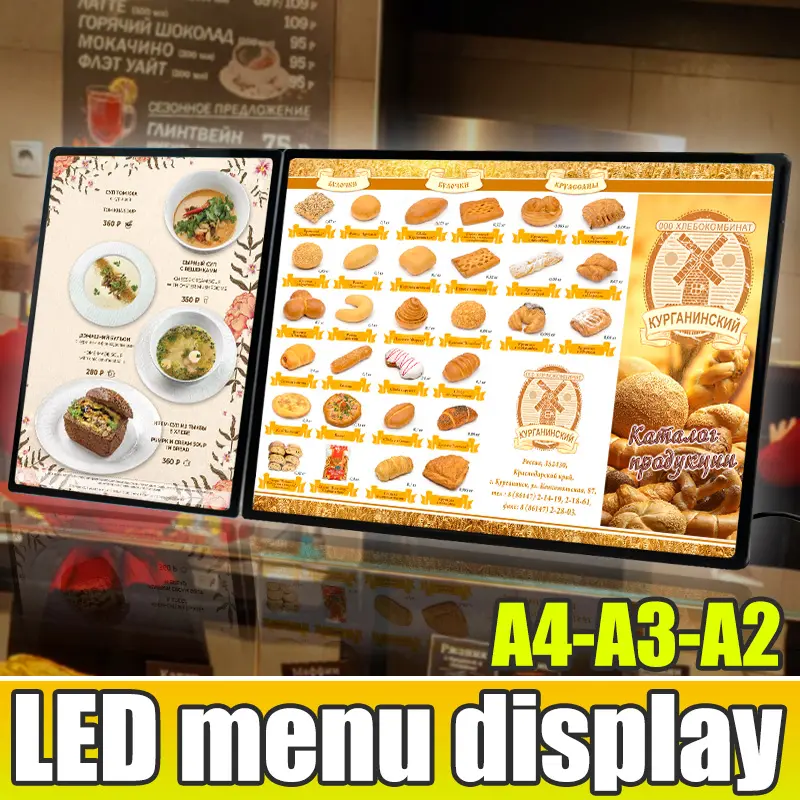 LED Slide Out Menu Board Dimmable Backlit Coffee Shop Light Frame