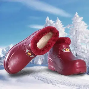 Women Waterproof Rain Boots Soft-soled EVA Plus Velvet Warm Snow Boots Low-top Non-slip Kitchen Shoes Outdoor Men Fishing Shoes