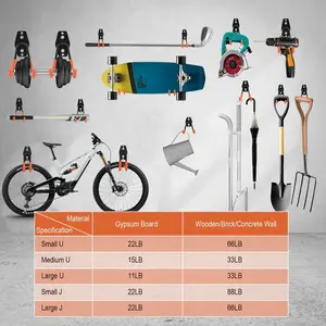 Garage Hooks Set, 10 Pieces Durable Steel Storage Hooks for Wall Mounting, Organize Tools Ladders Bikes Ropes and More