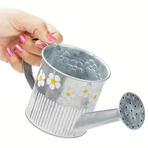 Vintage Farmhouse Style Galvanized Watering Can Set, Metal Bucket Planter with Handle and Spout, Perfect for Home Office Decor