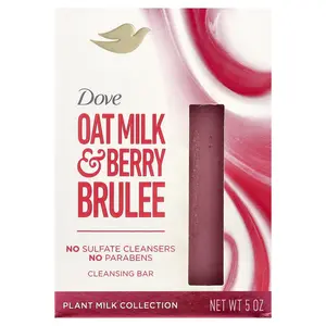 Dove Plant Milk Cleansing Bar Soap, Oat Milk & Berry Brulee, 5 oz
