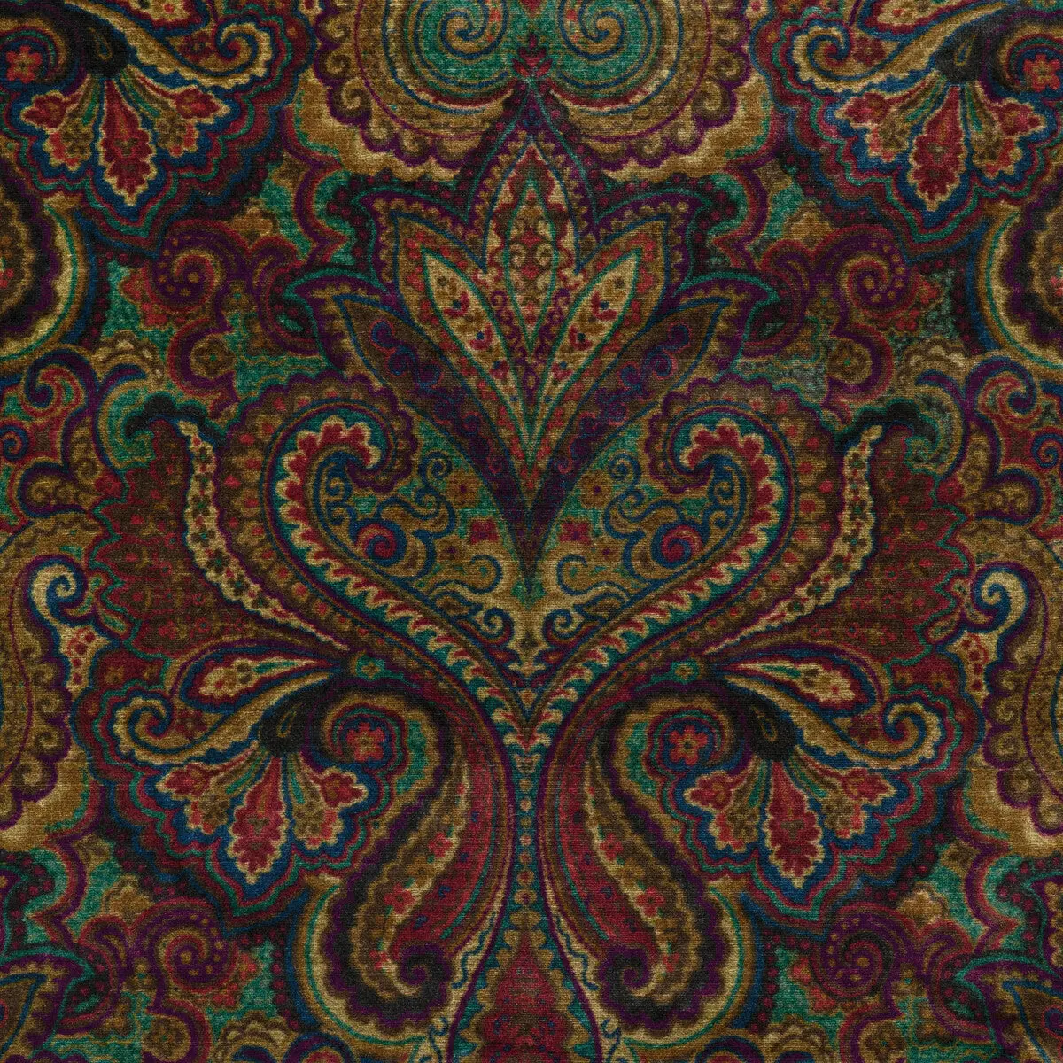 Carswell Velvet - Topaz/Ruby Multi By Lee Jofa | Barwick Velvets | Paisley Upholstery Print