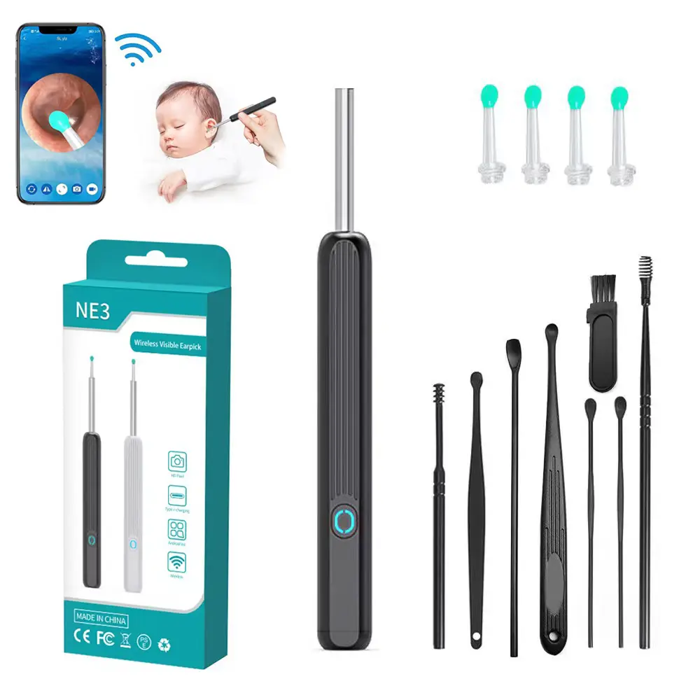Ear Wax Removal, Ear Cleaner with Camera and Light, Ear Wax Removal Kit with HP Otoscope, Ear Cleaning Tool with 4 Ear Spoon And 8 Ear Picks Set, Ear
