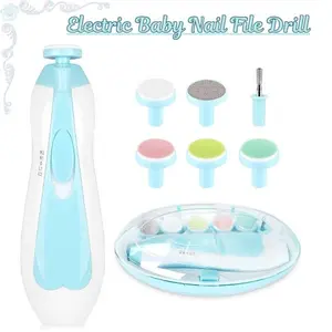 Baby Nail Trimmer Electric Kit – 6-in-1 Safe Nail File Clippers with LED Light for Newborns, Kids & Adults, Fingernail & Toenail Care, Manicure Grooming Set