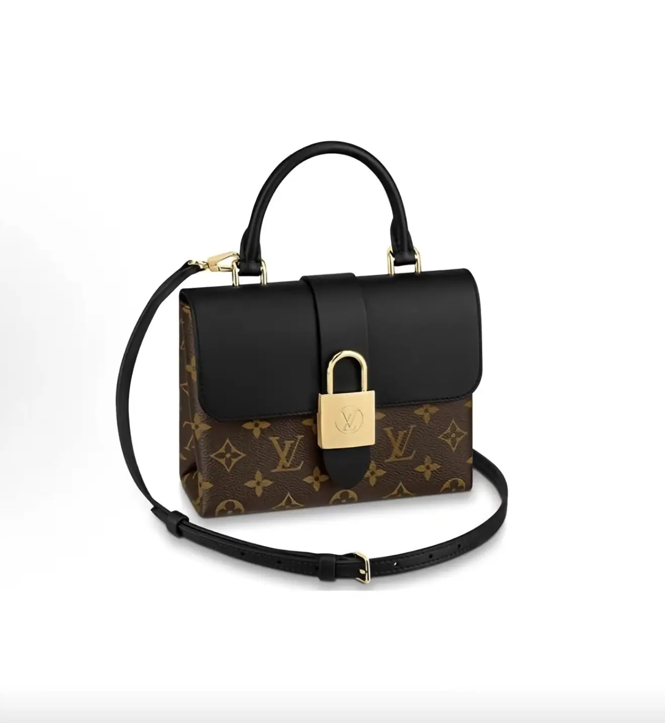 Pre-owned Louis Vuitton Locky BB Monogram Coated Canvas Black Leather Trim Padlock Bag Small Women's Shoulder Crossbody Handbag
