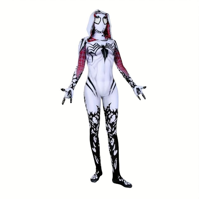 Spider Woman Gwen Stacy Anti-Venom Gwen Holiday Party Halloween Cosplay Costume, High Elastic Bodysuit, Amazing Bodysuit, Christmas, Halloween Gift Superhero Dress Womenswear Clothes White