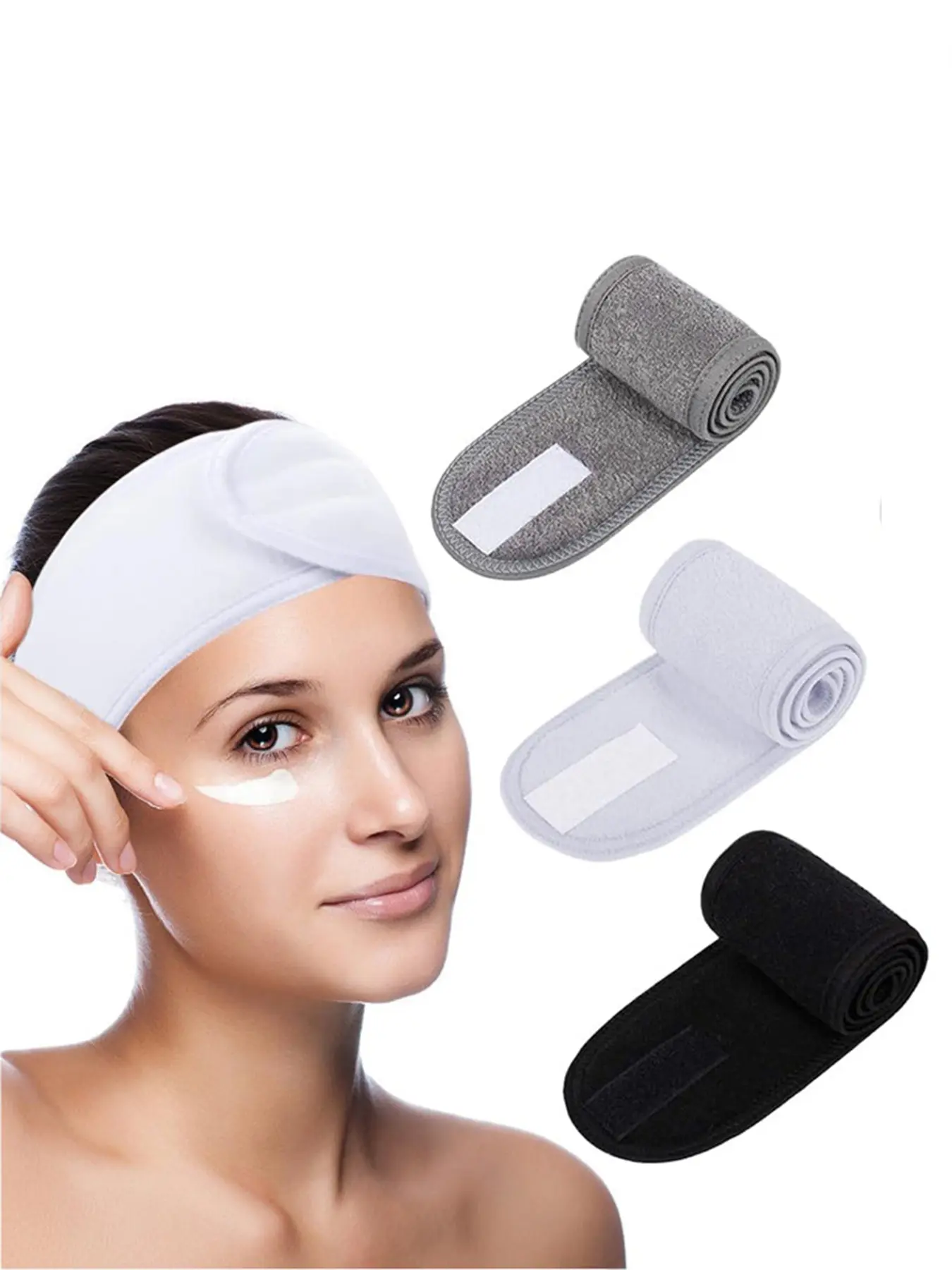 Spa Facial Headband for Makeup, Soft Knit Fabric Adjustable Face Towel, Perfect for Shower and Beauty Routine Use