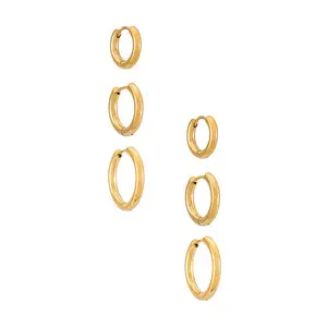 SHASHI Triples Hoop Set of 3 in Gold