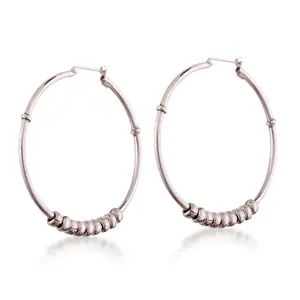 NOVICA .925 Sterling Silver Luminous Beads Hoop Earrings | Artisan Handcrafted | Oval Hoop | Cubes Cluster | Lead & Nickel Free | Handmade Jewelry | Peru | ' Spellbound' 2" L x 1.9" W x 0.1"