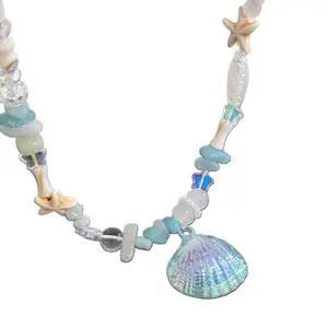 High-Grade Crystal Beaded Necklace Bohemian Stone Shell for Girls