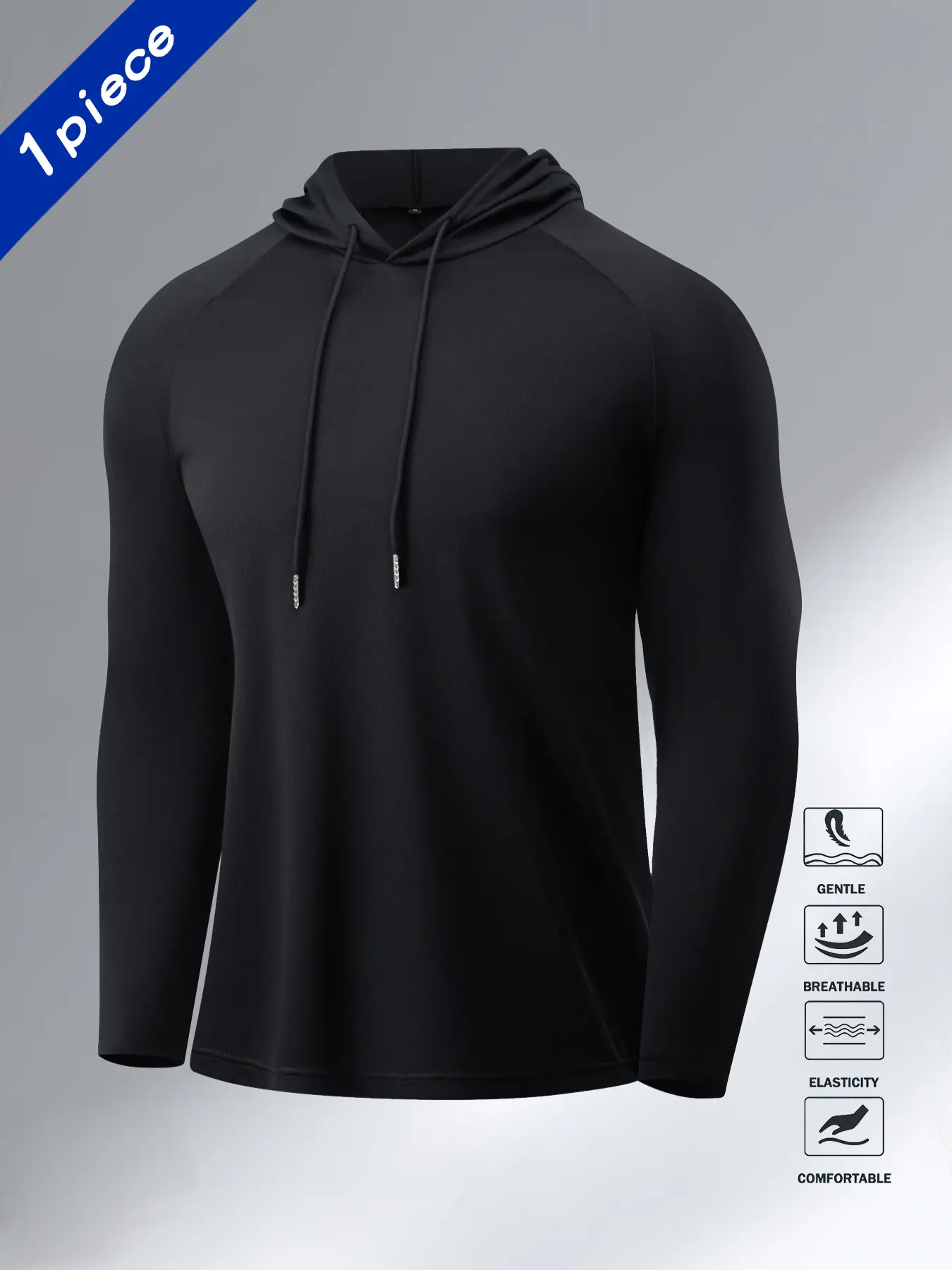 Men's Long Sleeve Sporty Hoodie, Breathable Sports Hoodie, All Season Activewear, Breathable Sweat-Wicking Fabric, Ideal for Gym Running Cycling Fishing Daily Wear, Athletic Workout Clothing, Athletic Clothes, All Seasons Activewear