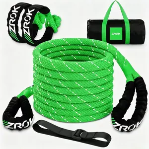 ZROK Kinetic Recovery Tow Rope Kit, 48000lbs Heavy-Duty Stretch Nylon Snatch Strap with 2pcs Soft Shackles for Offroad Vehicles, SUVs