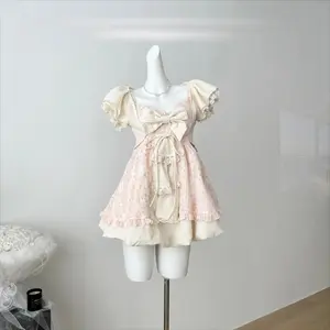 Spring Japanese Preppy Style 2 Piece Set Women Lolita Kawaii Design Coat+High Waist Chic Dress Female Chic Korea Popular Clothes