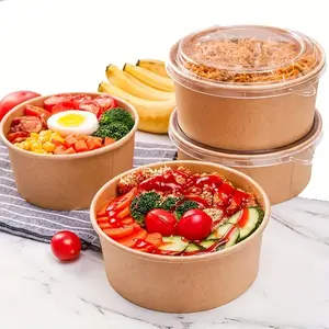 36oz/1000ML Kraft Paper Bowls with Lids, Disposable Meal Prep Containers, Microwave Freezer Safe, Party Supplies for Holidays