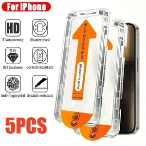 5Pcs Ultra HD 8K Dust Free Protective Screen Protector For iPhone 17 16 15 14 13 12 11 Pro Max 16e Plus 17 Air Glass Easy Installation Box Accessories