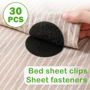 30 Counts Round Hook and Loop Fasteners, Double Sided Reusable Round Adhesive Dots for Home School Office, Black