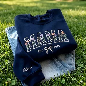 Mom Embroidery Sweatshirt, Custom Sweatshirt, Mother's day Gift, Gift for Grandma, Pregnancy Reveal Clothing