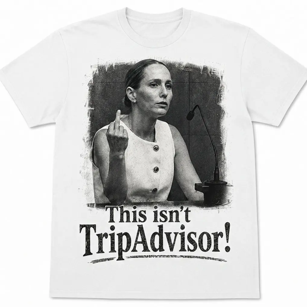 This isn't TripAdvisor! Emily Thorndike Lindsay Clancy Courtroom Lawyer Cotton Fabric Crew Neck Short Sleeve Casual Streetwear Top For Men For Women Patriotic Gift