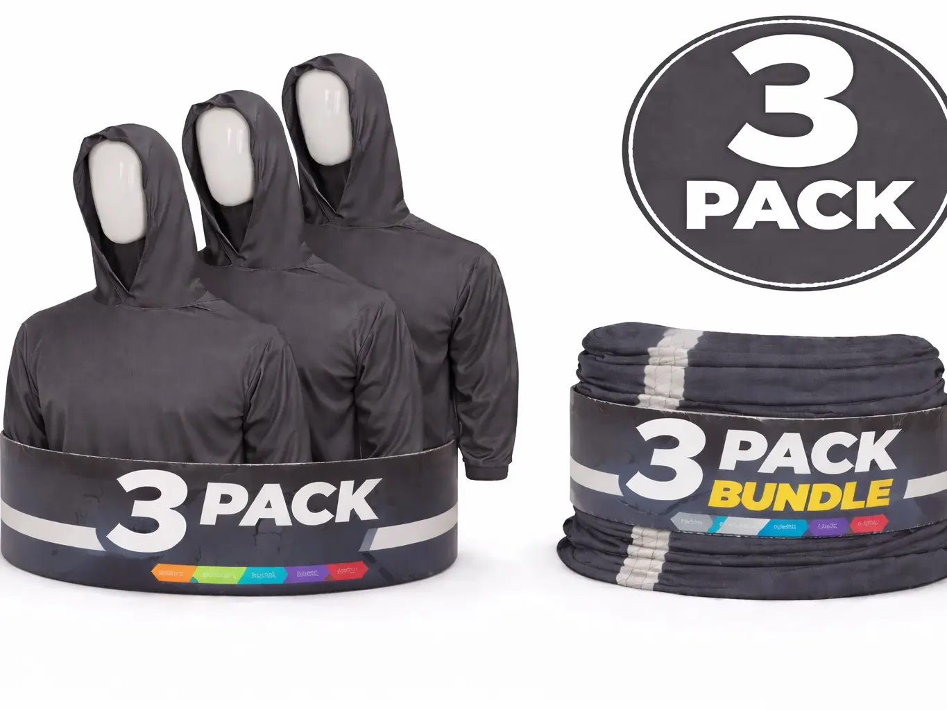 3 SHIRT & 3 NECK GAITER PACK Hi Vis Long Sleeve Safety Shirt With Hoodie, Quick Dry Polyester Birdeye mesh / Ultra lightweight hoodie shirt Reflective Thin Pullover Long sleeves ( 3 SHIRTS & 3 NECK GAITERS PER ORDER)