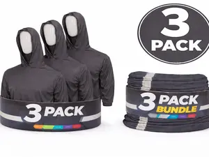 3 SHIRT & 3 NECK GAITER PACK Hi Vis Long Sleeve Safety Shirt With Hoodie, Quick Dry Polyester Birdeye mesh / Ultra lightweight hoodie shirt Reflective Thin Pullover Long sleeves ( 3 SHIRTS & 3 NECK GAITERS PER ORDER)