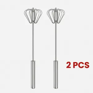 Food-Grade Stainless Steel Hand-Push Rotary Whisk, Rust-Resistant Semi-Automatic Mixer with Riveted Structure, Practical Kitchen Tool for Eggs, Coffee & Cooking, Easy to Clean10