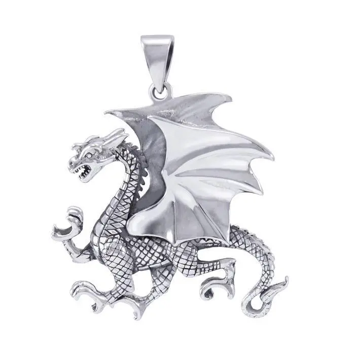 Clawing Dragon Sterling Silver Pendant
