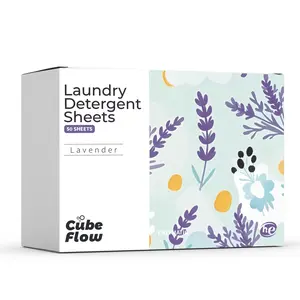 Cube Flow Laundry Detergent Sheets Lavender Scent 100 Loads Fabric Softener Natural