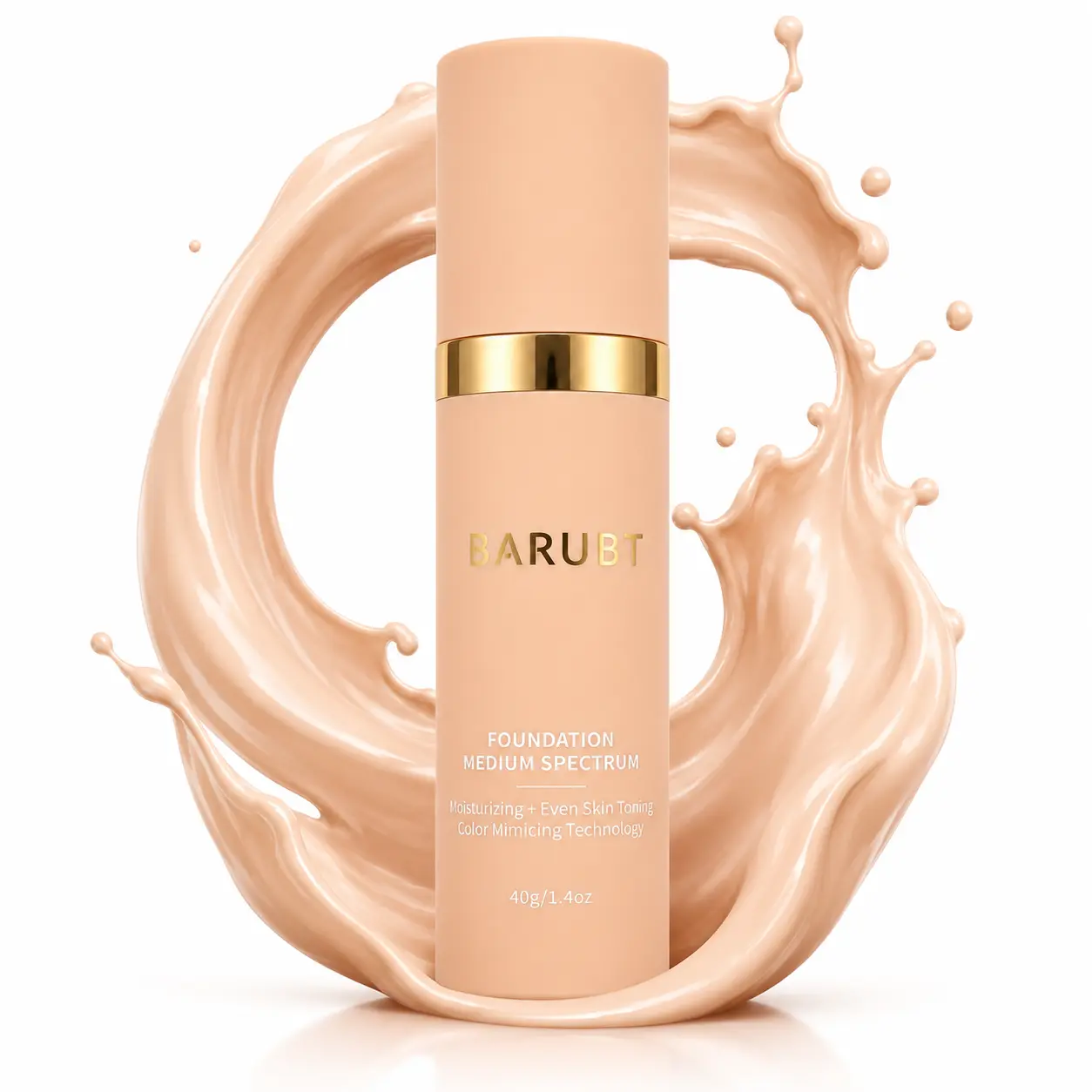 4-in-1 Flawless Finish Foundation - Biomimic Liquid Formula for Natural Looking Coverage, Hydrating & Lightweight Daily Makeup Base (Medium Spectrum)