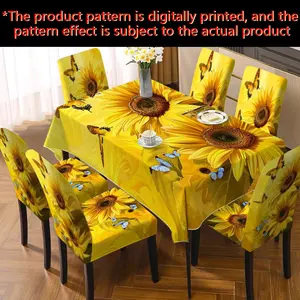JIT, 2D Flat, New Tablecloth & Chair Cover Set, Dining Chair Slipcover – Home Dining Chair Decor & Supplies, Sunflower Digital Print, Ideal for Home Decoration in Restaurants, Living Rooms, Hotels, and More
